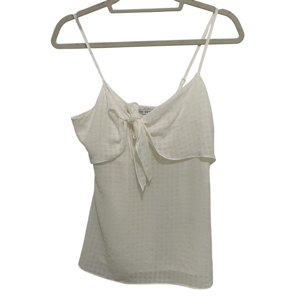 Hyfve Cami Top Women Small White Tie Front Smocked Back Textured Soft Girl NWT